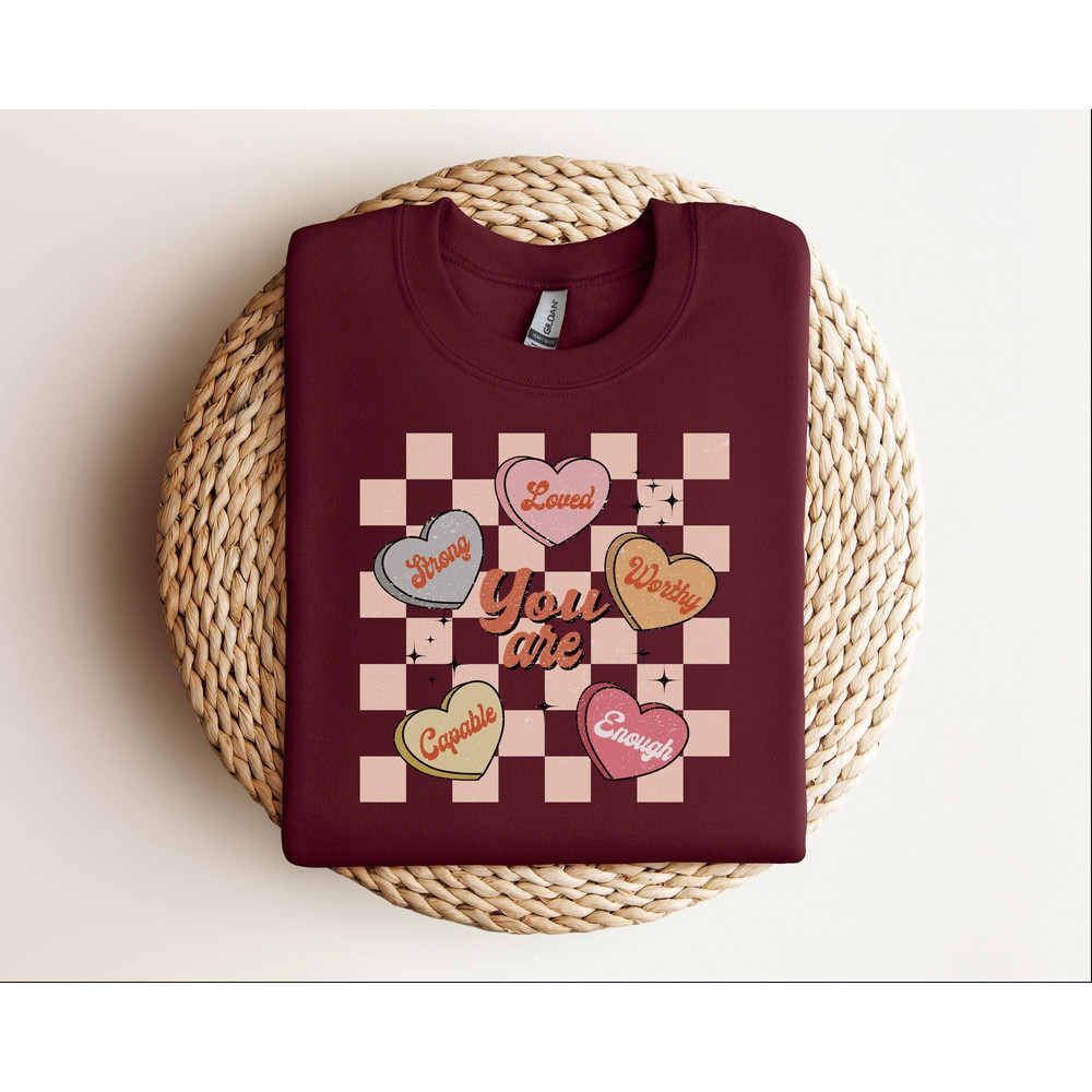 Cute Valentines Sweatshirt, Positive Sweatshirt, Valentines Day, Conversation Hearts Shirt, I Love You Heart Candy Sweatshirt, Couple Shirt.jpg