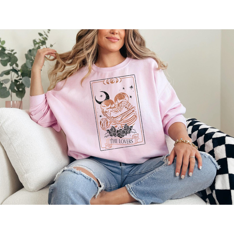 The Lovers Sweatshirt, Tarot Card Hoodie, Skeleton Lovers Tarot Card Tee, Mystical Tarot Card Shirt, Tarot Card Lovers Valentines Day Shirt 1.jpg