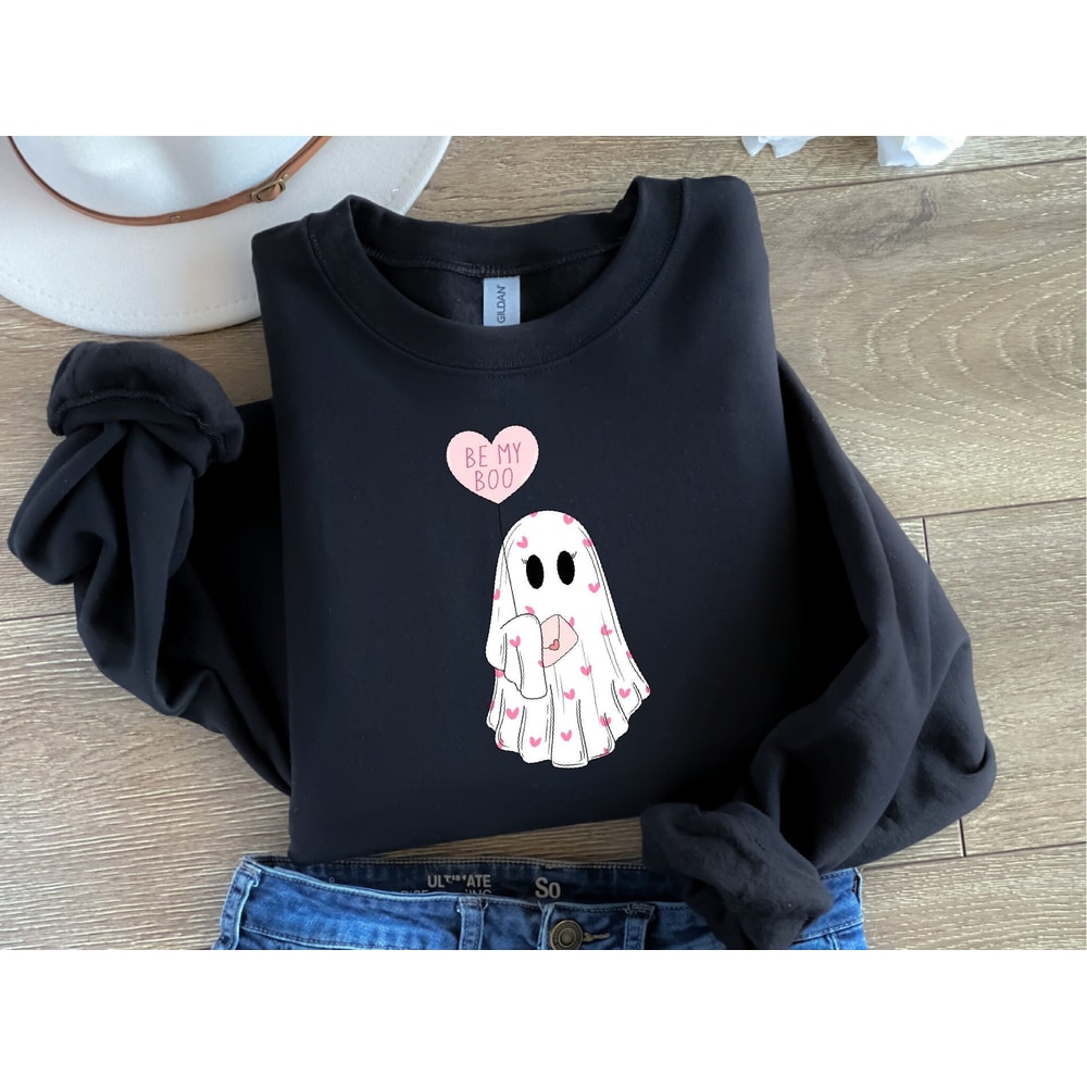 Valentines Day Sweatsirt, Valentine Sweatshirt, Valentines Day Hoodie, Valentines Day, Valentine Vibes, Valentine Ghost Sweater, Be My Boo.jpg