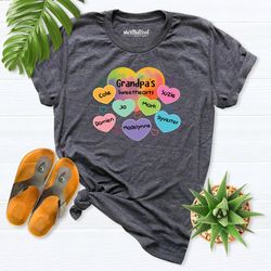 custom grandpa sweethearts shirt, grandpa with kids name shirt, papa shirt, grandpa valentine shirt, grandpa valentines