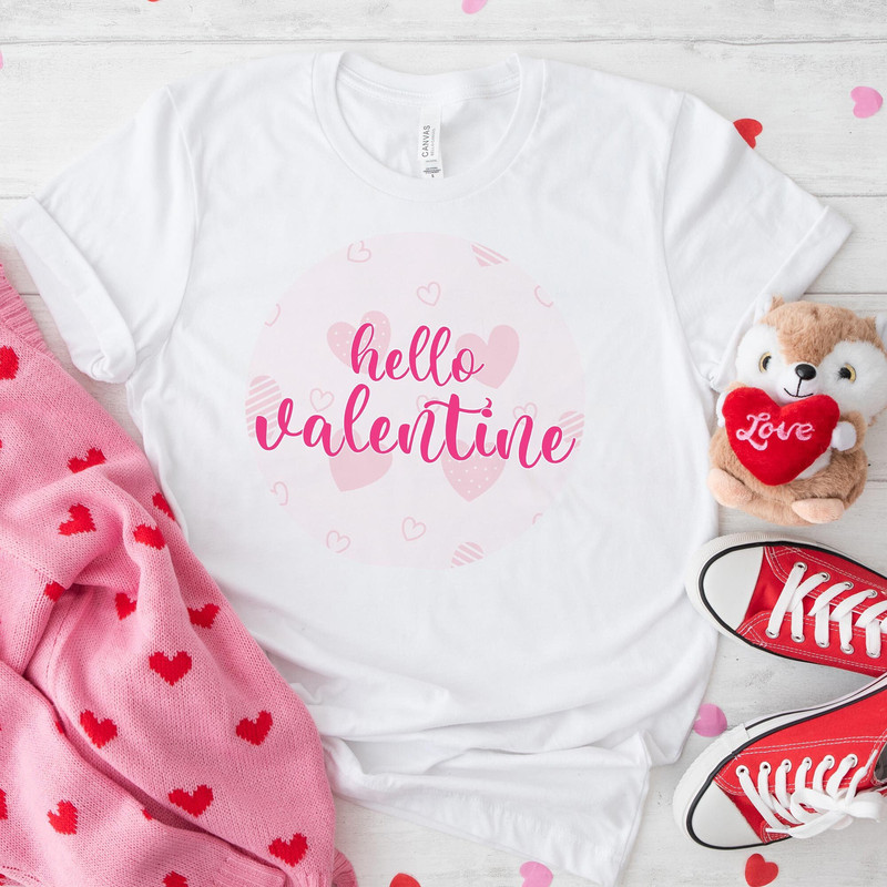 Hello Valentine Heart T-shirt, Love Valentines Design Hoodie, Love Sweatshirt, Valentines Day Gift, Valentines Couple Shirt.jpg