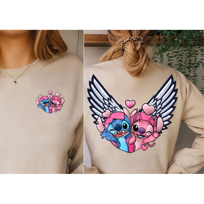 Disney Wingeds Stitch Valentine Shirt, Couple Stitch Angel Love Ilistirasyon Sweatshirts, Angel Valentine Hearts Hoodie, Stitch Streatwear.jpg
