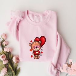 bear valentine sweatshirt, teddy bear sweatshirt, cute bear sweater, funny valentine hoodies, valentines day gift, gift