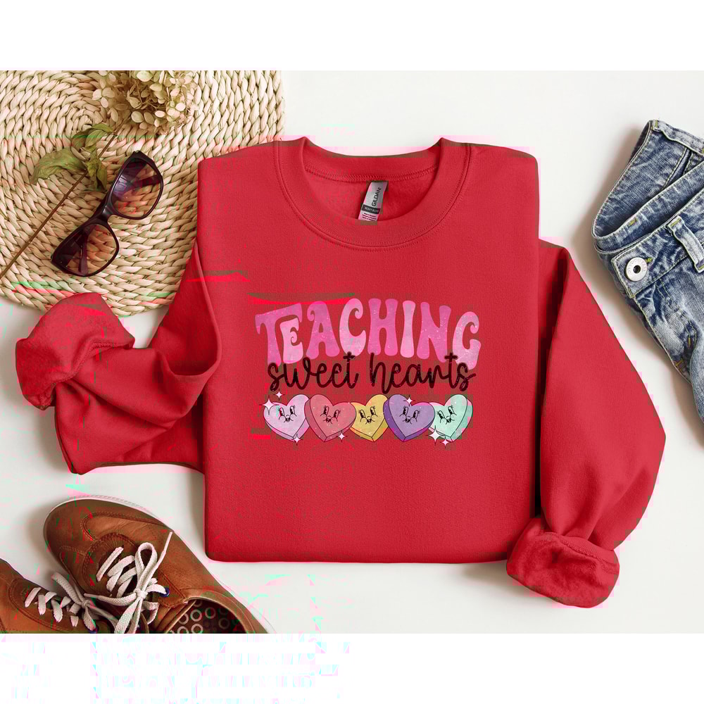 Teaching Sweet Hearts Shirt, Valentine Shirt for Women, Teacher Valentine Shirt, Teacher Shirts, Cute Retro Teacher Tee, Sped Teacher Shirt.jpg