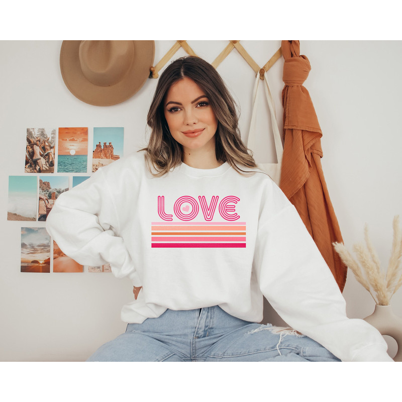 Retro Love Valentines Day Sweatshirt, Cute Valentines Day Sweater, Lover Hoodie, Valentines Day Gift, Gift for Girlfriend, Shirts For Woman.jpg