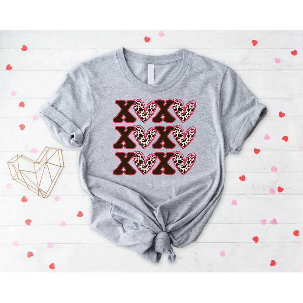 XOXO Shirt, Valentines Day Shirt, Gift For Valentine, Heart Shirt, Hugs And Kisses Shirt,Leopard Print Valentine Shirt,Girls Valentine Shirt.jpg