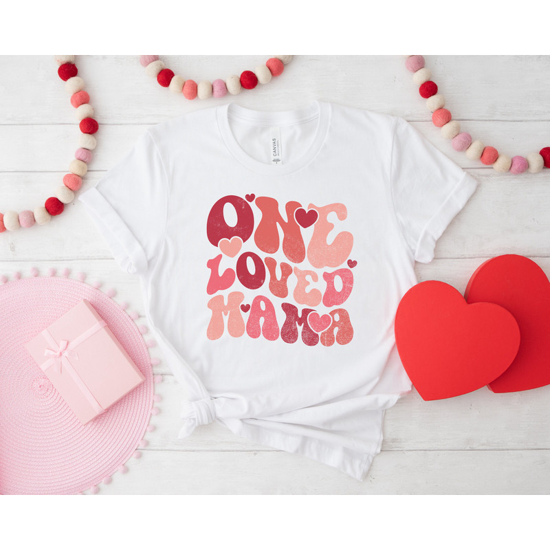 One Loved Mama Shirt, Mom Valentine's Day Shirt, Pregnancy Announcement Valentine Shirt, Baby Announcement Valentines Day Tee.jpg