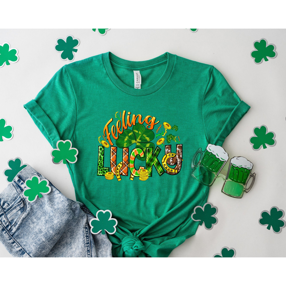 Feeling lucky Shirt, Lucky Tshirt, Irish T Shirt, Shamrocks T-Shirt,Family Matching St. Patrick's Day Gift Tee,western lucky shirt.jpg