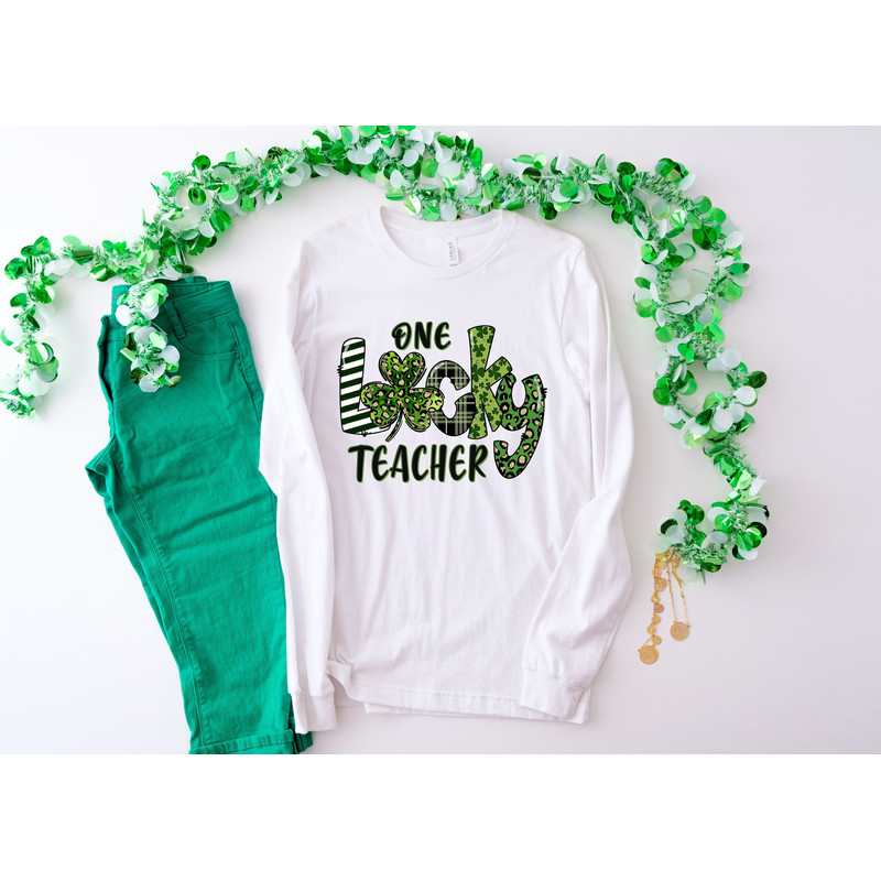 One Lucky Teacher St. Pattys Shirt, St. Patricks Day Teacher shirt, Irish Teacher shirt, Lucky Green Shamrock Teacher Shirt, Shamrock shirt.jpg