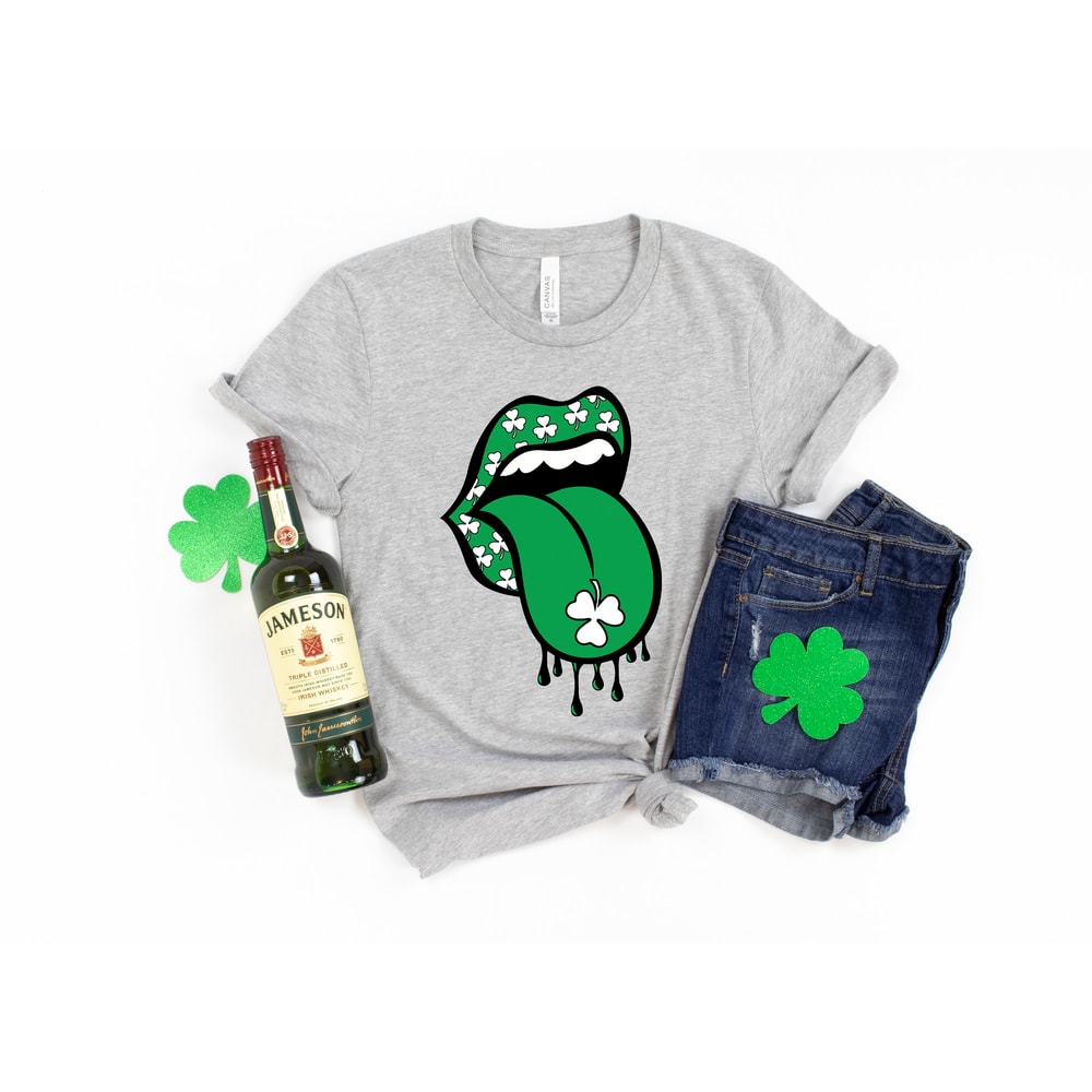 St. Patricks Day Shirt, Lucky Shirt, Shamrock Lucky Lips, Four Leaf Clover, Shamrock Shirts, Saint Patrick's Day, Irish Tshirt 1.jpg