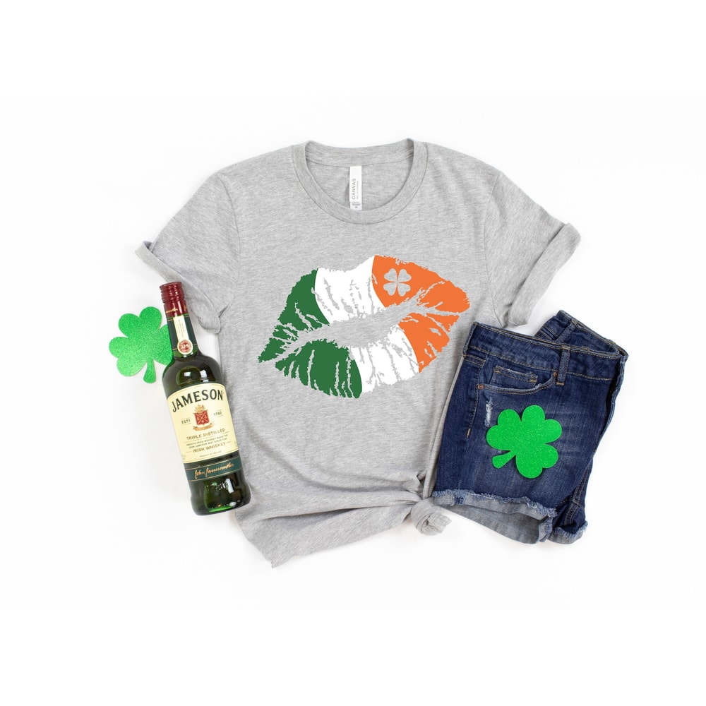St. Patricks Day Shirt, Lucky Shirt, Shamrock Lucky Lips, Four Leaf Clover, Shamrock Shirts, Saint Patrick's Day, Irish Tshirt.jpg