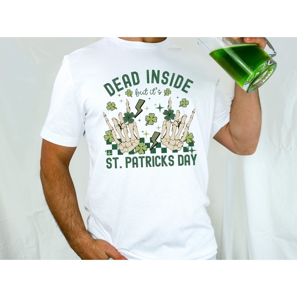 Funny St Patrick's Day Shirts, St Pattys Skeleton Shirt, Spooky Saint Patricks Day Gift, Four Leaf Clover Genderneutral Tshirt, Party Outfit.jpg