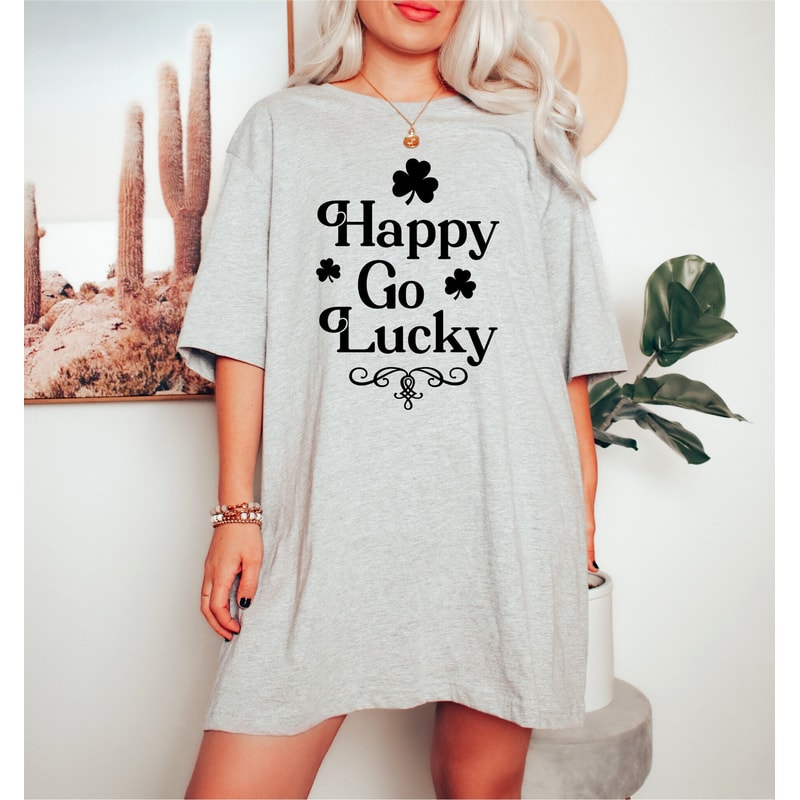 Happy Go Lucky Cute St. Patricks Day Sweatshirt for Women, St Patricks Sweater for women, Trendy St Patricks Day Crewneck, St Patrick Shirt.jpg