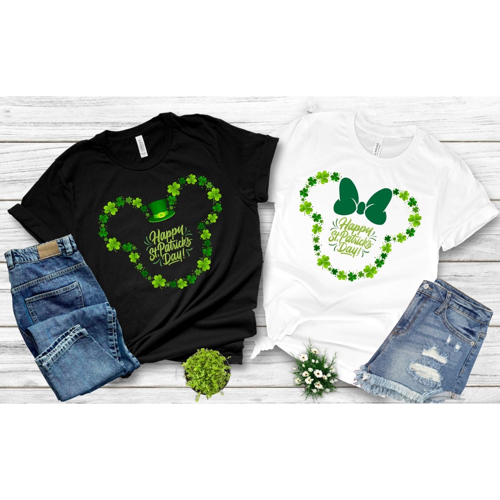Happy St Patrick's Day Shirt, Shamrock in Mickey Minnie Ears Shirt, St Patricks Day Disney Trip Sweatshirt, St Patricks Day Disney Trip Tee.jpg