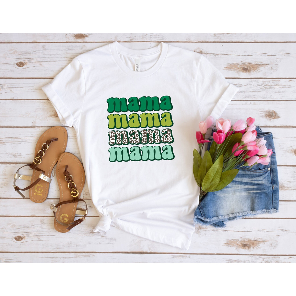 Mama St. Patricks Day T-Shirt, One Lucky Mama Shirt, Women's St Patty's Shirt, rish Mama Shirt, Leopard Print Mama Shirt, Gift For Mom.jpg