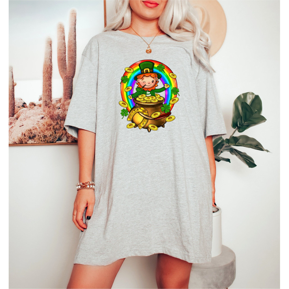 St Patricks Day Tshirt, Unisex Crewneck St Pattys Shirt, Shamrock Lucky Rainbow Tshirt, Retro Vintage Irish Sweatshirt, Gift For St Patricks.jpg