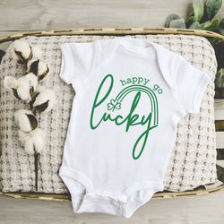 happy go lucky baby onesie, lucky shirt for onesie for baby, cute gift, onesie for st patricks day,st patricks day gift