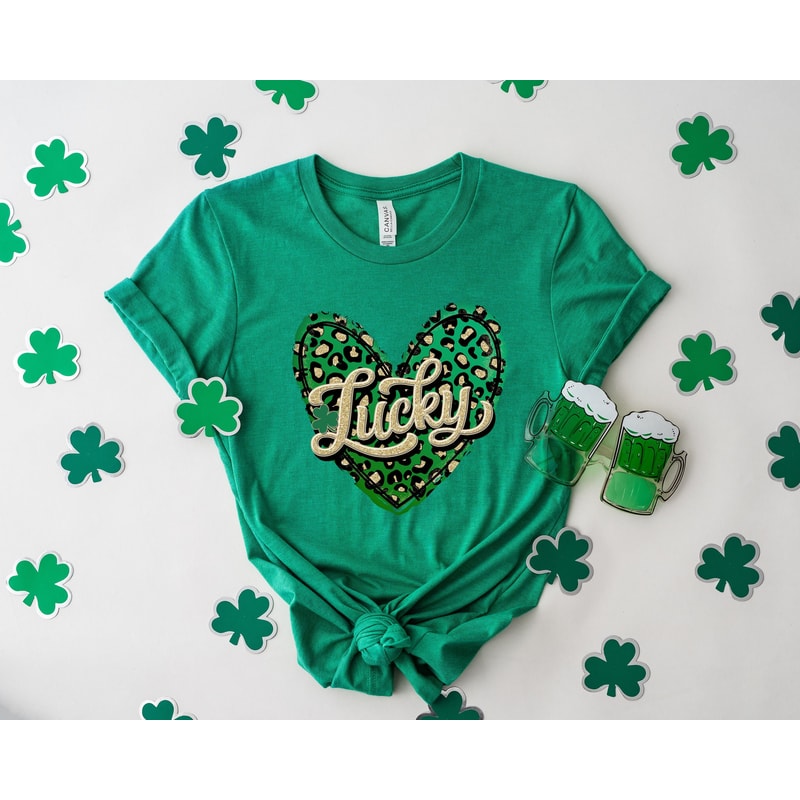 Lucky Leopard Heart Shirt, Leopard Heart Lucky Shirt, St Patricks Day Shirt, Irish Day Shirt, Clover Shirt, Women St Paddy Day Shirt.jpg