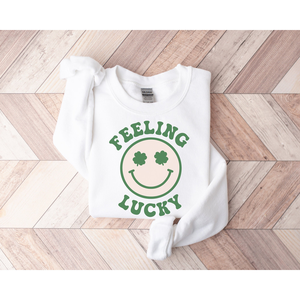 Feeling Lucky St. Patricks Day Shirt Women, St Patty Day Shirt, Leaf Clover Shirt, Saint Patricks Day Sweatshirt, Lucky Irish Shamrock Shirt.jpg