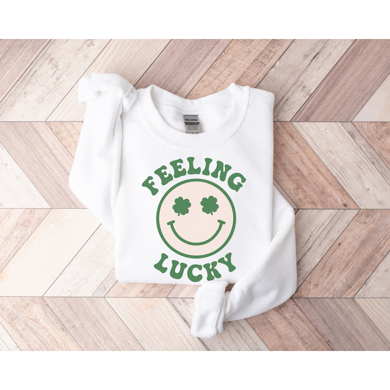 Feeling Lucky St. Patricks Day Shirt Women, St Patty Day Shirt, Leaf Clover Shirt, Saint Patricks Day Sweatshirt, Lucky Irish Shamrock Shirt.jpg