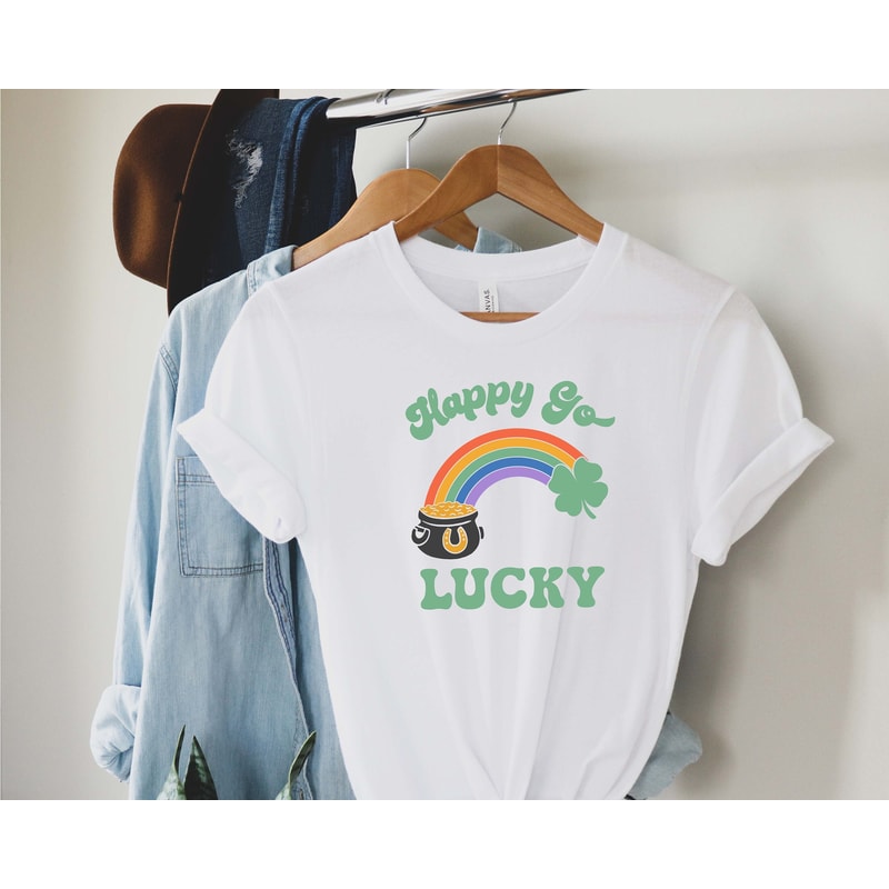 Happy Go Lucky Shirt, St. Patrick's Day Shirt, Lucky Shirt, Lucky Rainbow Shirt, St Patricks Shirt, Happy Lucky Shirt, Shamrock Shirt.jpg