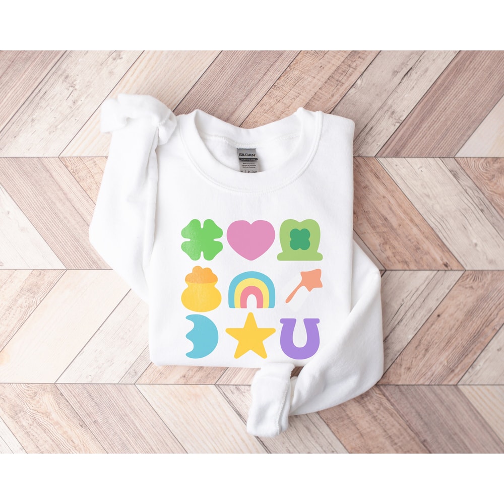 Lucky Charm Sweatshirt, lucky shirt, st. patrick's day sweatshirt for women, shamrock rainbow shirt, heart sweatshirt, love st pattys day.jpg
