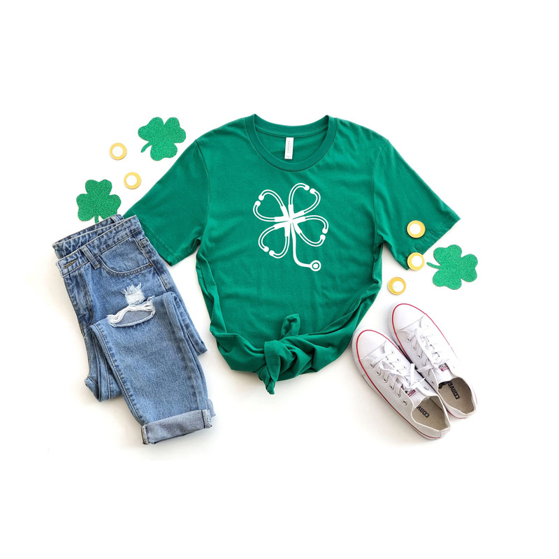 Nurse St Patrick's Day Shirt, Nurse Shirt, Shamrock Shirt, Irish Nurse shirt, Shamrock Stethoscope, Irish Shirt, Lucky Shirt.jpg