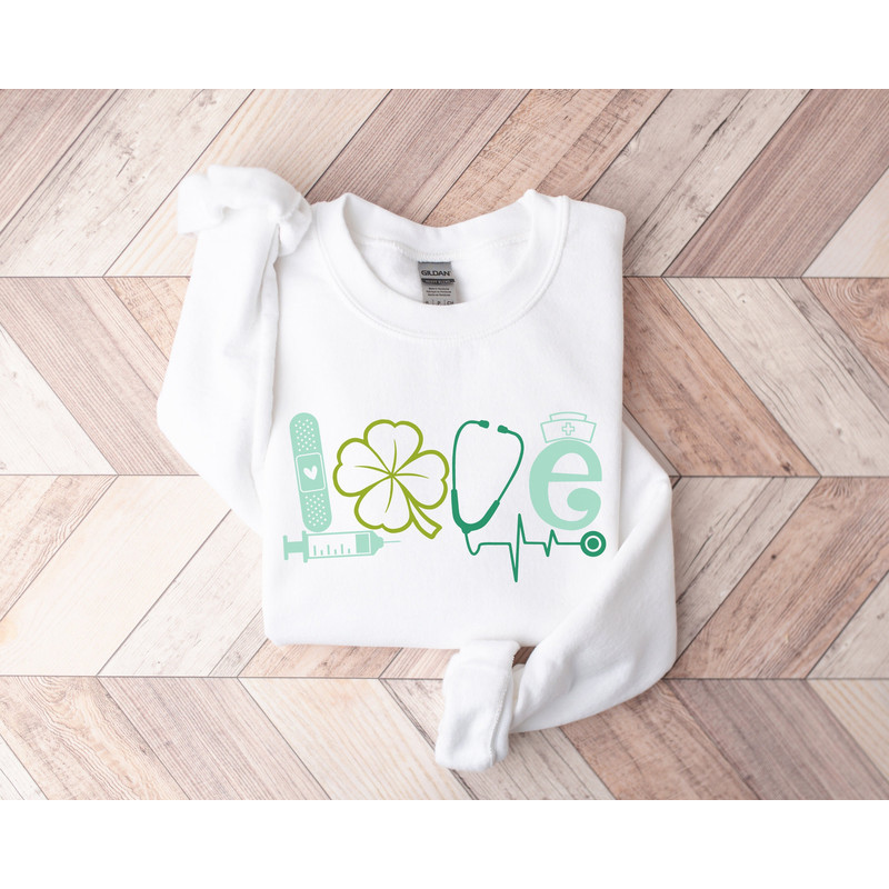 Nurse St Patrick's Day Sweatshirt, Stethoscope Shirt, Doctor St. Pattys Day Shirt, Lucky Shirt, Irish Crewneck, Shamrock Sweatshirt.jpg