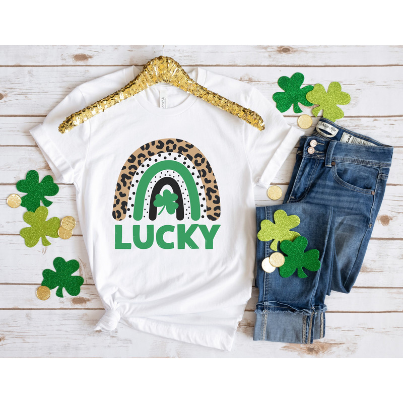 Shamrock Shirt, St Patricks Day Shirt, Lucky Shirt, Rainbow Shirt, Lucky Me Shirt, Irish Shirt, Leopard Print Shirt, St Pattys Day Shirt.jpg