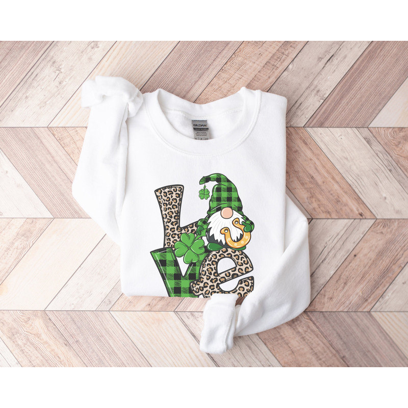 St Patrick's Day Gnome Sweater, Gnome Sweater, St Patrick's Day Sweatshirt, St Patty's Day Gift, St Pattys Day Love Sweatshirt, Love Sweater.jpg
