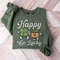 St Patrick's Day Sweatshirt, Happy Go Lucky Shirt, Retro Vintage Saint Pattys Day Shirt, Irish Four Leaf Clover Sweater, Shamrock Sweatshirt.jpg