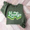 St Patricks Day Sweatshirt, Lucky Retro Sweatshirt, Shamrock Sweater, Lucky Pullover, Womens Lucky Sweatshirt, Lucky Crewneck, Clover Shirt.jpg