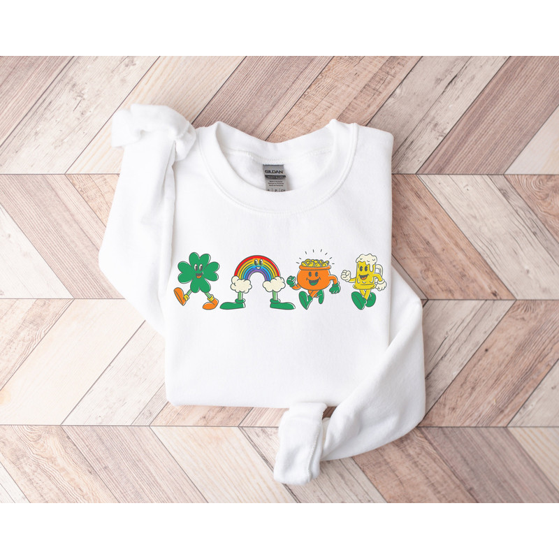 St. Patrick's Day Sweatshirt for Women, Shamrock Rainbow Shirt, Drink Sweatshirt, St Patty Day Shirt, Happy Go Lucky Shirt, Lucky Sweatshirt 1.jpg