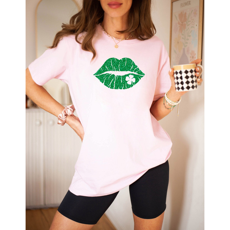 Lucky Kiss Glitter Lips St. Patrick's Day Shirt  Shamrock Lips Irish Shirt  Lucky Charm Lips Shirt  St. Patrick's Day Shirt  11717.jpg