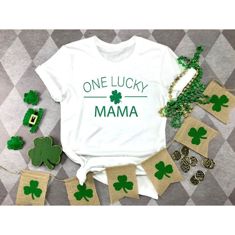 One Lucky Mama Shirt,Womens St Pattys T-shirt ,Womens St Paddys,St Patricks Day Shirt,St Pattys Mommy T-Shirt,Clover Shamrock Tee,Cute Wife.jpg