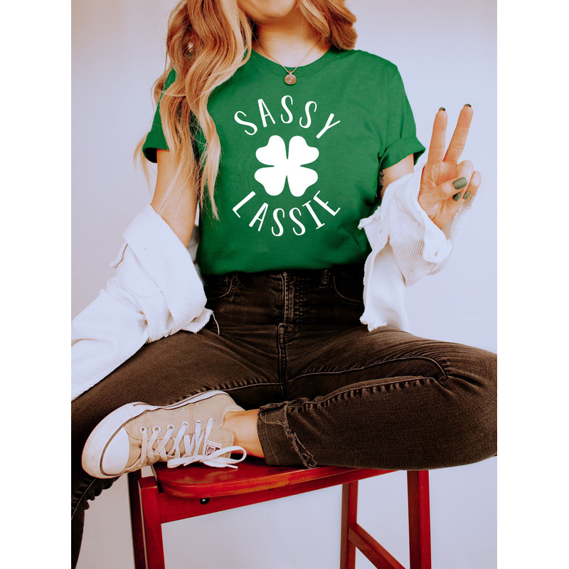 Sassy Lassie St. Patrick's Day Tee  Funny St. Patrick's Day Shamrock Graphic Shirt  St. Patrick's Day Tee  Kelly Green Tee  11155.jpg