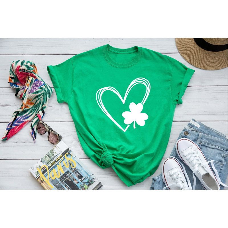 Shamrock Heart Shirt, Gift For Women, St Patricks Heart Shirt, Womens St Patricks Day Shirt, Gift For Toddler, Shamrock And Hand Drawn Heart.jpg