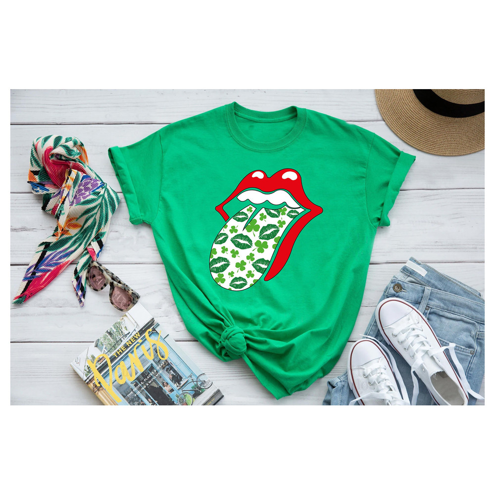 Shamrock Lip Tee, St Patricks Day Tee, Irish T-shirt, Sassy Lassie Gift, Lucky Girl,Irish Women Gift,Drinking Day Gift, Patrick Beer Apparel.jpg