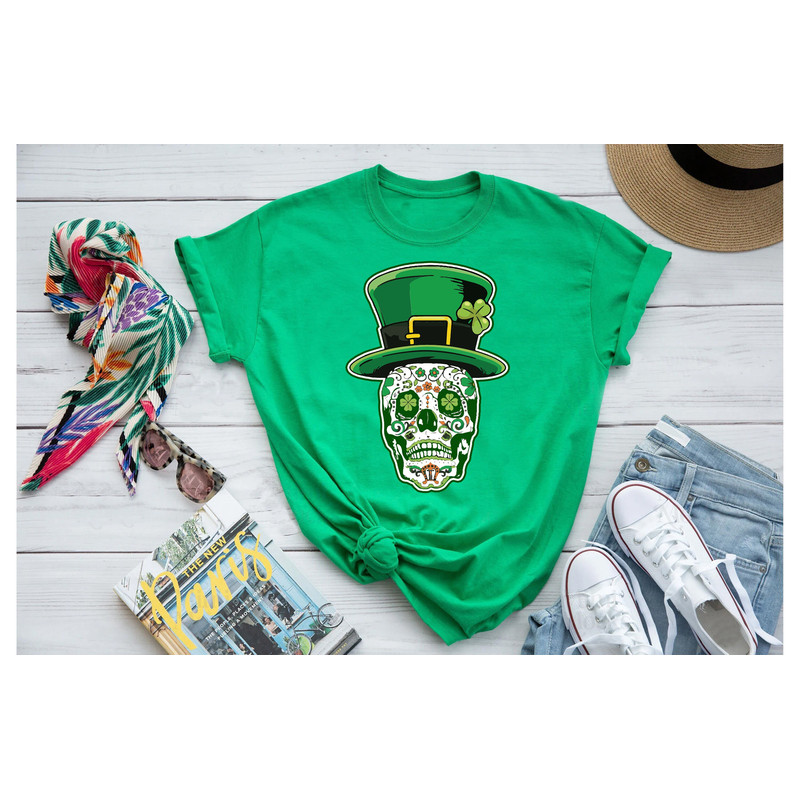 Sugar Skull Saint Patricks Day Of Dead TShirt,Sugar Skull Flower Crown,St Patricks Day Shirt,Sugar Skull Tshirt Womens,St Patricks Day Shirt.jpg