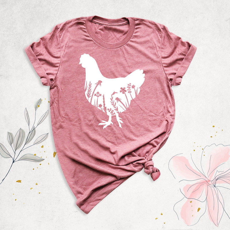 Floral Chicken Shirt, Mothers Day Shirt, Farm Shirt, Women's Chicken Shirt, Hen Shirt, Chicken Mama Shirt, Farm Mom Shirt, Chicken Lover Tee.jpg