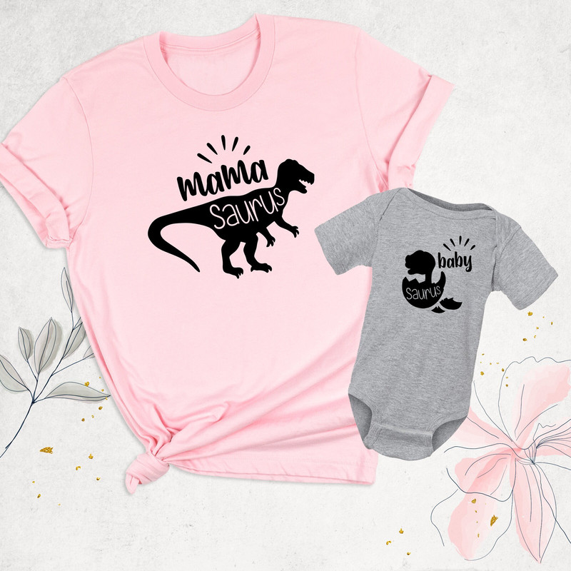 Mommy and Me Outfits, Mom Dinosaur Shirt, Baby Shower Gift, Mama Mini Matching Shirt, Baby Dinosaur Bodysuit, New Mom Shirt, Mothers Day Tee.jpg