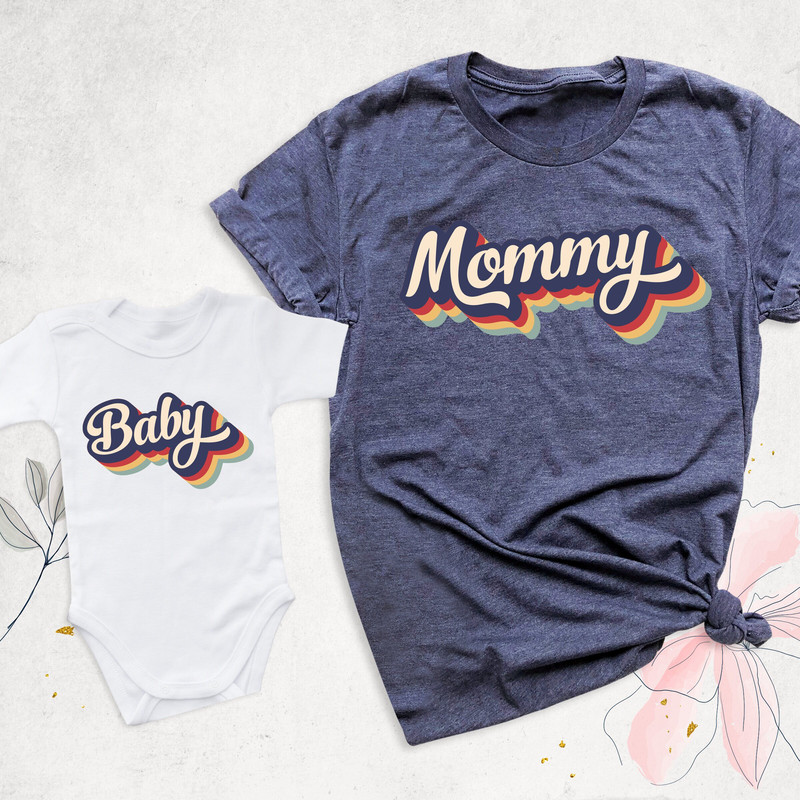 Mommy Baby Shirts, Retro Mama Shirt, Mommy and Me Outfits, Mothers Day Shirt, Baby Shower Gift, Mama and Mini Shirt, New Mom Shirt, Mama Tee.jpg