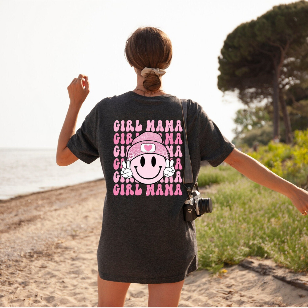 Girl Mama T-Shirt, Retro Girl Mama Smiley Face Shirt, Trendy Girl Mama Shirt, Groovy Girl Mama Tee, Girl Mom Gifts, Cute Gift For Girl Mama.jpg
