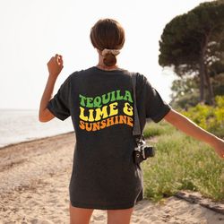 tequila lime sunshine shirt, tequila lime sunshine summer t-shirt, summer back vibes shirt, funny summer retro tee, retr
