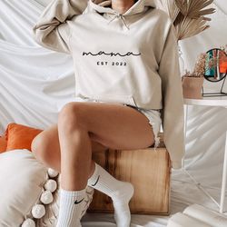 custom mama est hoodie, mother day hoodie, cute mom hoodie, cute mom gift, mothers day gift, new mom gift, mama hoodie,