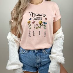custom mothers day shirt, personalized mom gift, mothers day gift, mamas garden t-shirt, customized mom tee, mother gift