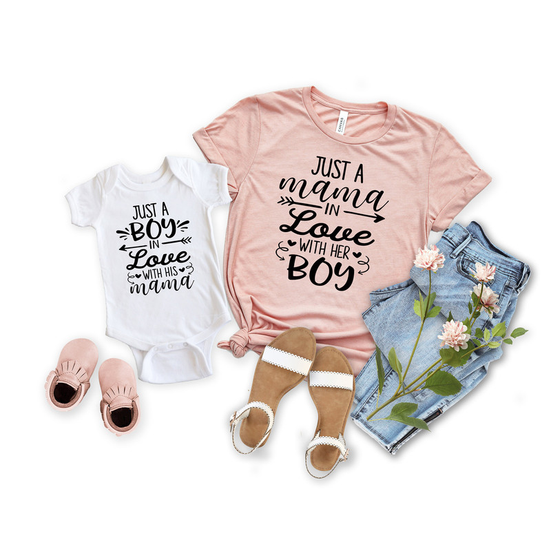 Mommy and Me Shirt, Just a Mama in Love with Her Boy, Just a Boy in Love with His Mama, Mom and Me, Mother and Son Matching Shirt.jpg