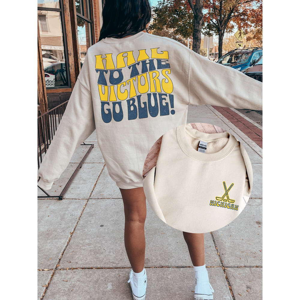 Michigan Hockey Sweatshirt College Hoodie College Hockey Sweatshirt Gift for Graduate Varsity Sweatshirt, Michigan University, U of M.jpg