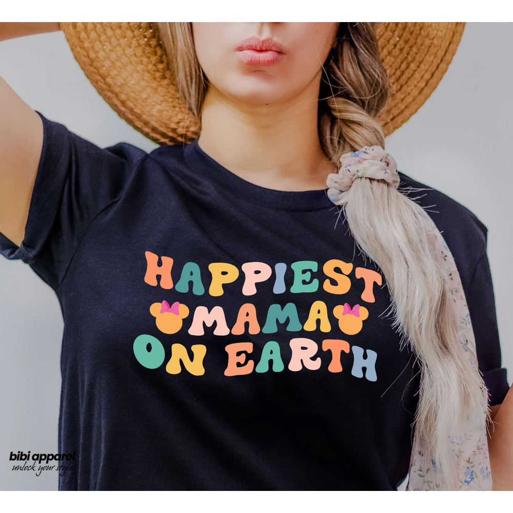 Happiest MAMA On Earth Shirt, Matching Mouse Ears Shirts, Colorful Family Trip T-Shirts, Shirts For Mom, Mama Outfit, Happiest Place.jpg