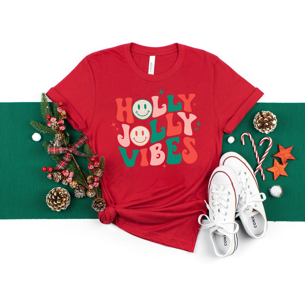 holly jolly vibes, snowman shirt, boho christmas tee, christmas shirt, christmas squad, Xmas Holiday Shirt, Christmas Light Tee,.jpg